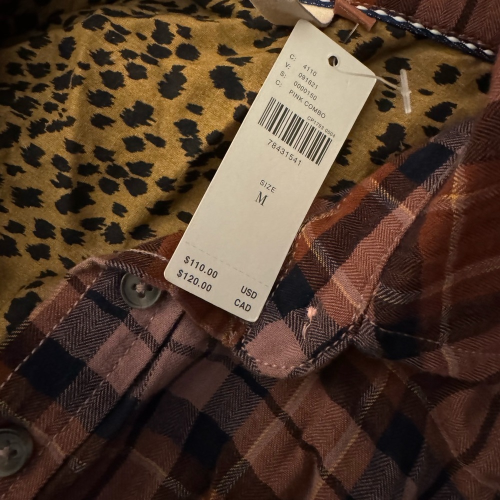 ANTHRO plaid flannel shirt by Pilcro rust brown black & lavender NEW NWT - Picture 4 of 4